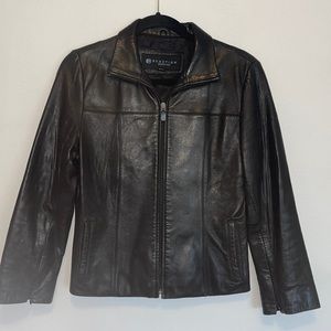 Reaction Kenneth Cole Classic Black Lined Leather Jacket